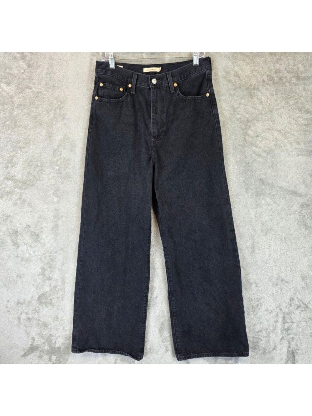Levis Premium Ribcage Wide Leg Jeans Womens 30 Black Charcoal High Rise Denim